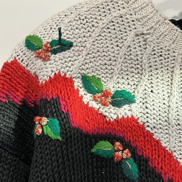 Vintage Toy Solider Teddy Bear Woven Knit crewneck pullover sweater medium - Picture 3 of 8